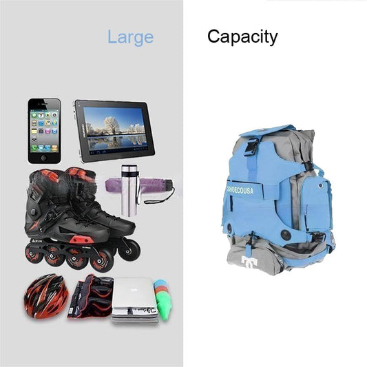zalati Inline Skates Backpack Roller Skate Shoes Carrying Bag for Storage Easy to Carry Outdoor Sports - Blue, L