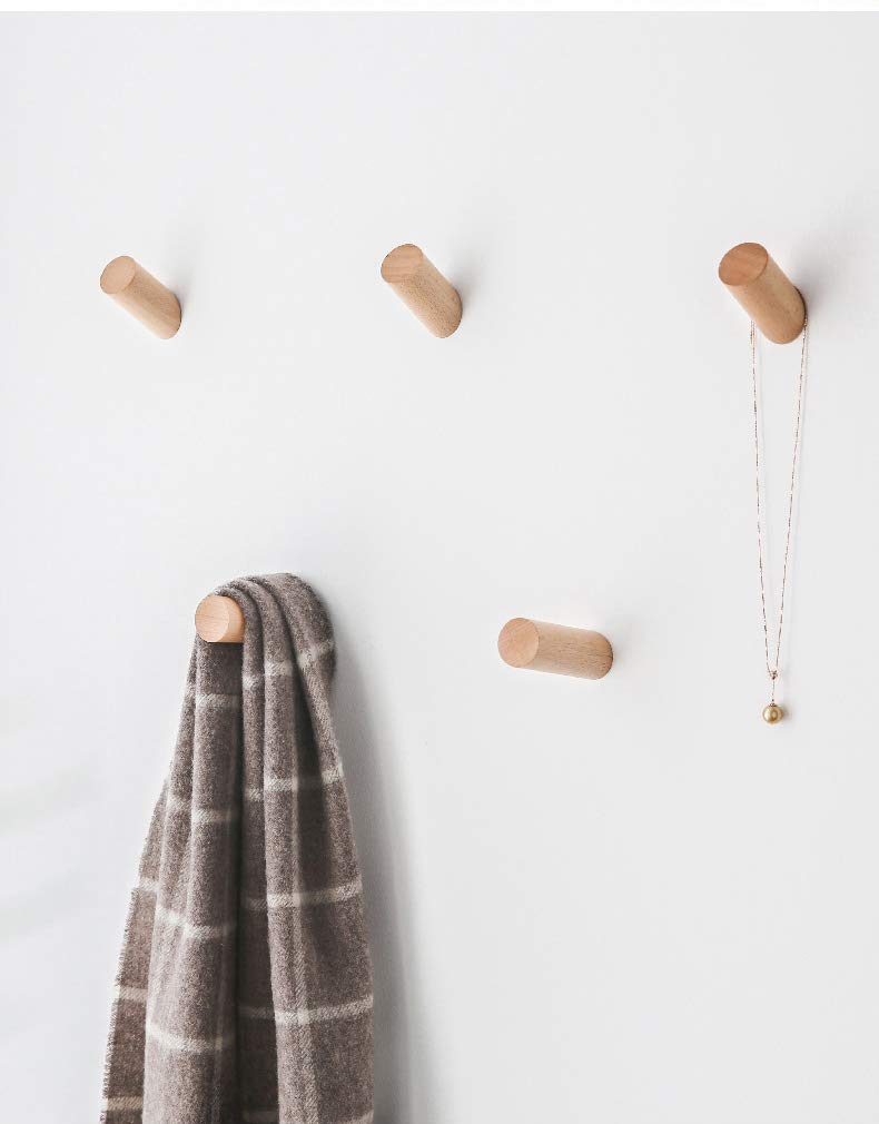 anaan One-Tenth Wooden Coat Hooks Wall Coat Rack, Beech, Set L/M/S
