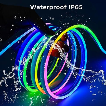 Tesfish 12V WS2811 Neon LED Strip Lights, RGB LED Pixel Strip 5 Meters Flexible IP65 Waterproof Tape Full Color Individually Addressable Smart Light