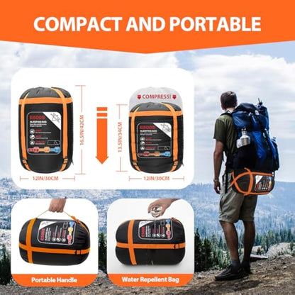 ETGLCOZY Sleeping Bags for Adults Kids, Ultralight Compact w/Compression Sack for Warm & Cold Weather Camping Essentials for Backpacking Hiking Travel Indoor - Unisex Boy Girl Man Woman
