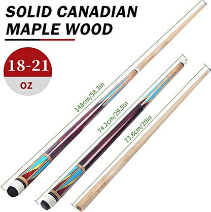 Aklot Pool Cue,Pool Cues Set of 4 Pool 58" Cue Sticks Pool Cues Adult Canadian Maple Wood Cue Stick Pool Cues Adult 18 19 20 21 oz