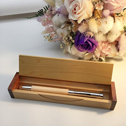 LACHIEVA Luxury Maple Fountain Pen, Elegant Pen with German-made Finb Nib, Converter, Cartridges. Nice Wood Pen Set for Men & Women. Professional, Executive, Office Gift