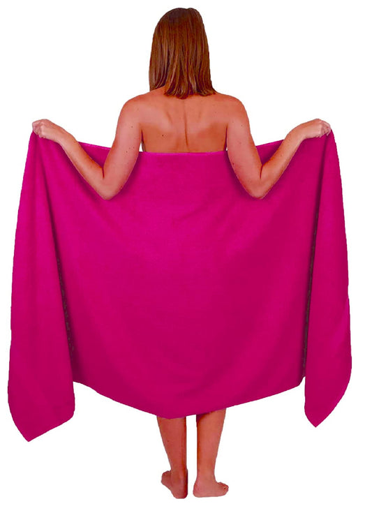 Wholesale Trade Dealz Extra Large Bath Sheet 100 x 200 cm Super Jumbo Big Bath Sheets Towels Beach Body Wrap XL Bath Towels 600-GSM (Pink)