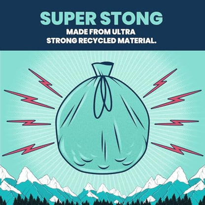 BEAST BIN BAGS, 10 Rolls of 10 x 50 Litre Bags (Total 100 Bags) - Made From 100% Recycled LLDPE - Incredibly Strong Drawstring Swing Blue Bin Bags