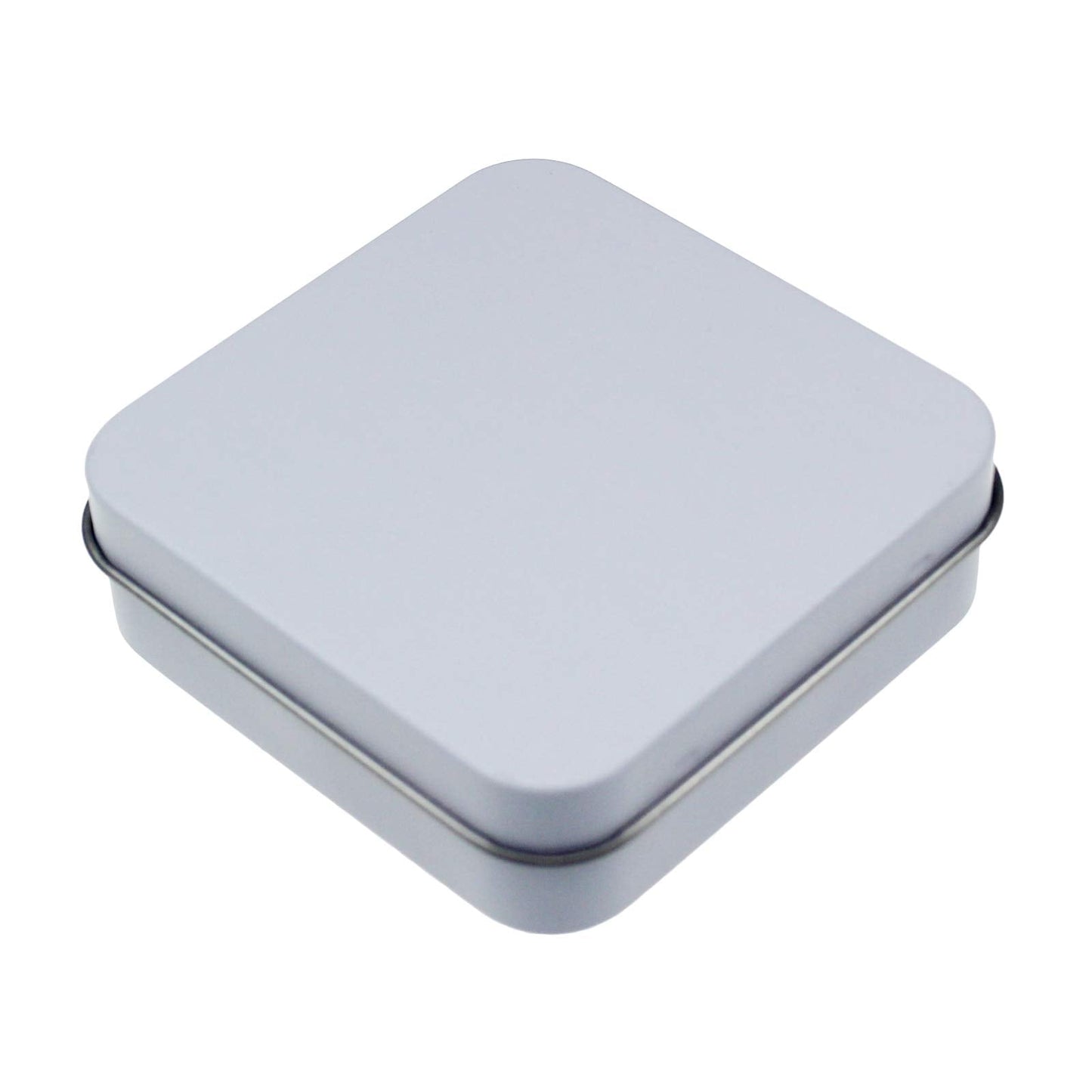 Goodma 12 Pieces Square Metal Empty Tins, White, 7 x 7 x 2 cm