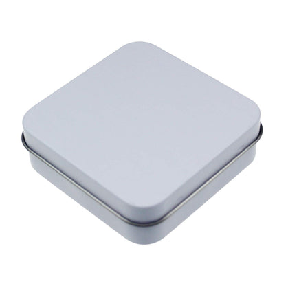 Goodma 12 Pieces Square Metal Empty Tins, White, 7 x 7 x 2 cm