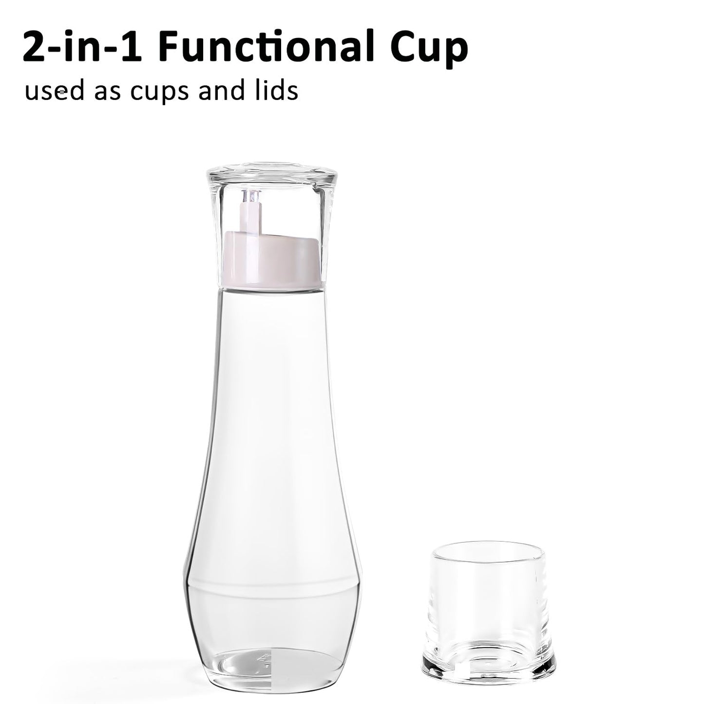 ZOBONETI Glass Mouthwash Dispenser with Cup, 8.8 OZ, Set of 2