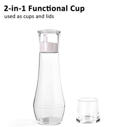 ZOBONETI Glass Mouthwash Dispenser with Cup, 8.8 OZ, Set of 2