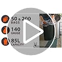 200 Large Strong Clear Bin Bags (18 x 29 x 39 Inches) - Plastic Recycling Bin Liners - 140 Gauge Trash Bags for Rubbish, Waste, Refuse & Dustbin Sacks - 85 Liters