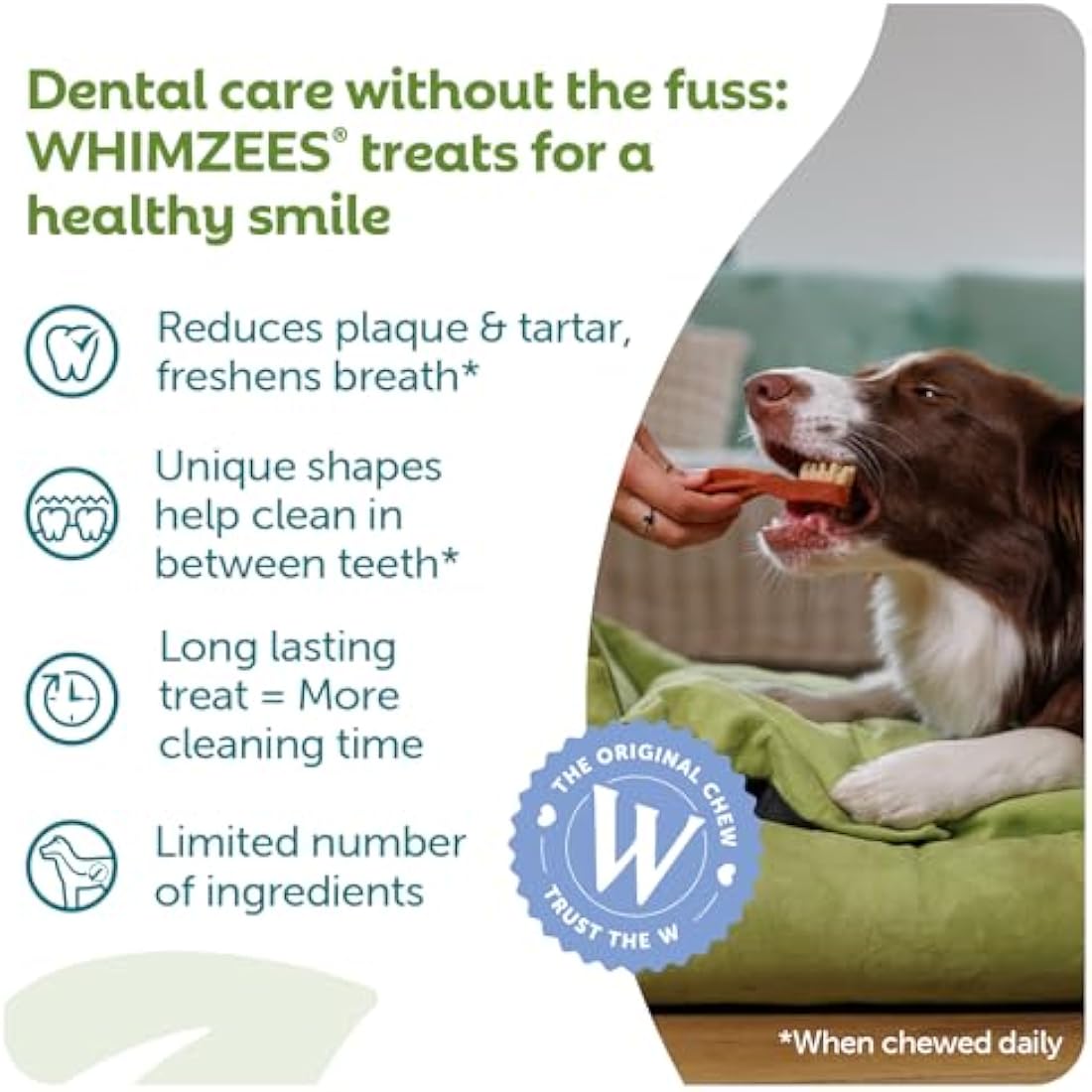 WHIMZEES By Wellness Toothbrush, Natural and Grain-Free Dog Chews, Dog Dental Sticks for Small Breeds, 24 Pieces, Size S