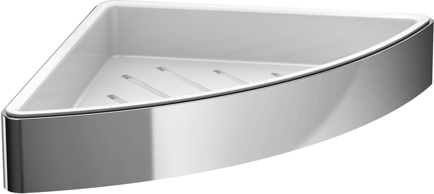 Emco Loft Corner Sponge Basket with Plastic Insert 179 x 36 x 179 mm, Chrome/White