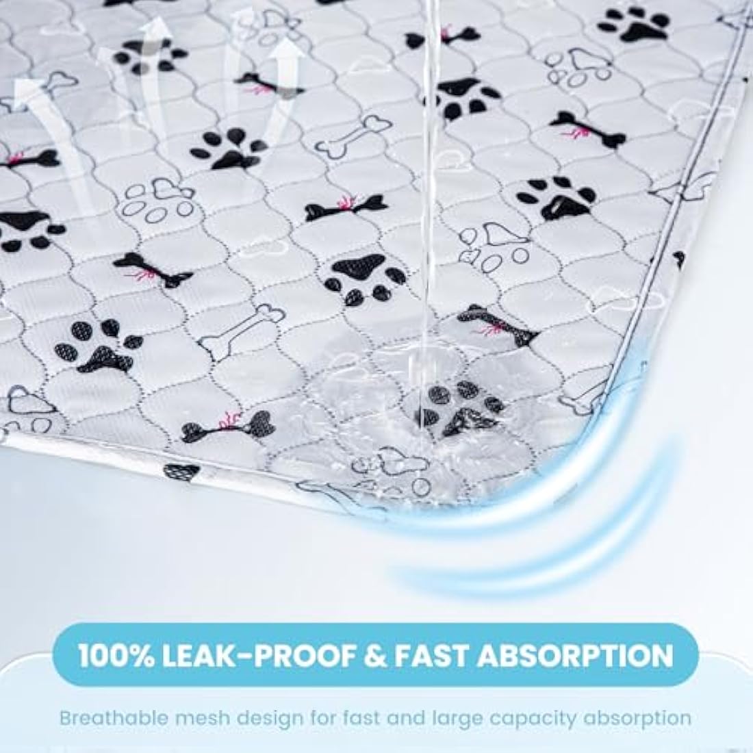 PmakeEorT Puppy Pads Washable, 2 Pack Reusable Dog Training Pads Fast Absorption, Waterproof Dog Mat Whelping Pee Pads for Playpen, Crate, Floor - 90x120 cm