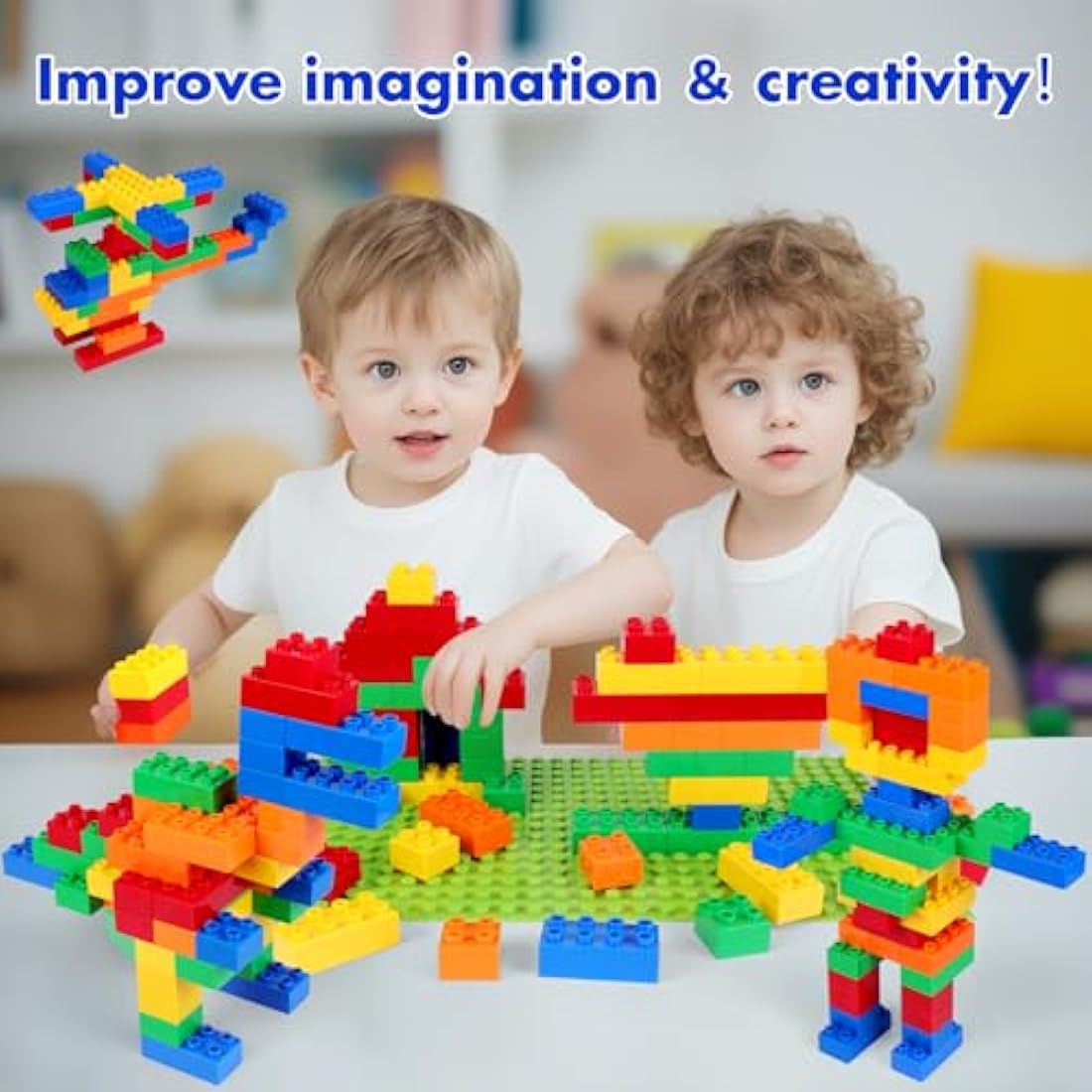 HIUME Large Building Block Set, 150 Building Blocks, Compatible with Duplo Building Bricks and Top Brands, Suitable for Children Aged 3 4 5 6 Years, A Great Building Block Gift for Boys and Girls.