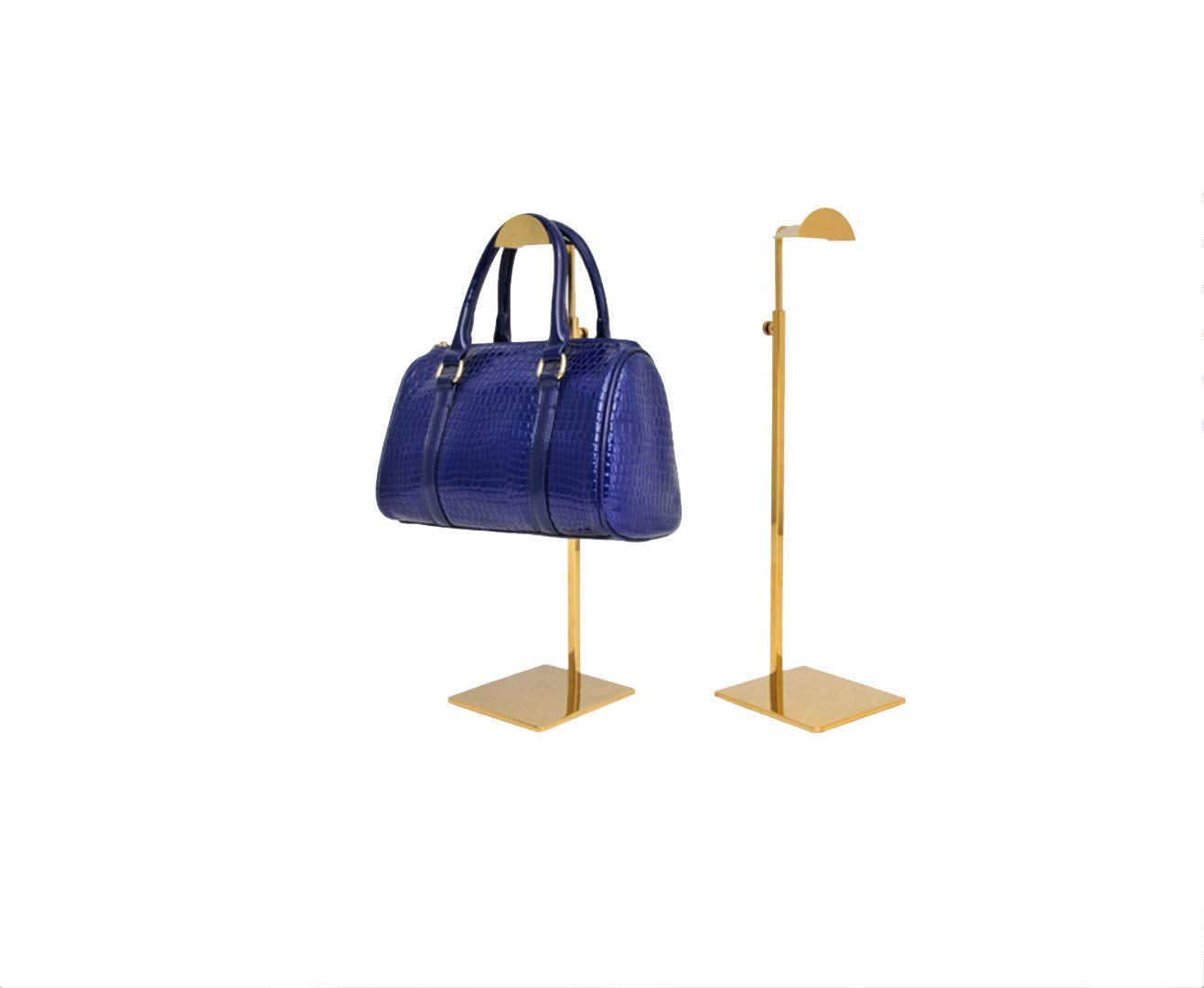 2 Pack Gold Purses Single Hook Handbag Rack Adjustable Height Display Stand Rack (Large arc)