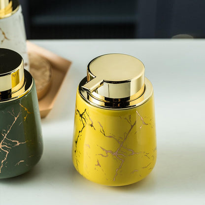 Marble Foam Soap Dispenser for Bathroom, Chic Ceramic Bottle(Yellow)
