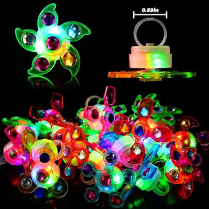 Mikulala Christmas Party Bag Fillers for Kids 24 Pack Light up Rings Back to School Gifts LED Party Favours Glow in The Dark Party Supplies for Kids Birthday Party Prizes