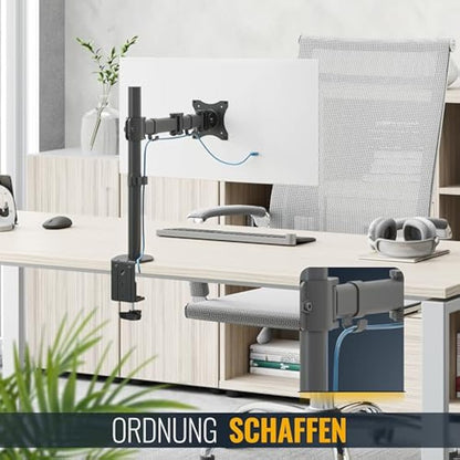 RICOO Monitor Stand Tilt TS5711 Swivel 12-29 Inch VESA 75x75 100x100 Adjustable Arm Mounting System LED LCD Screen Desk Mount Black