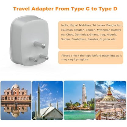 UK to India Plug Adapter 2 Pack, TESSAN Indian Travel Adapter with 2 USB Ports(1 USB C), Plug Socket Adaptor UK to Sri Lanka, Pakistan, Burma, Maldives, Iraq, Namibia, Nepal, Yemen, Zambia (Type D)