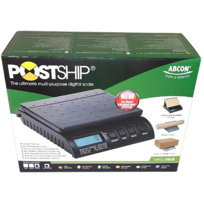 ABCON POSTSHIP Digital 20kg 44lb - FROM 1g INCREMENTS – 22x18cm Platform Letter Postal Postage Parcel Shipping Weighing Scales with Auto Hold & Auto Off : 0-1kg/1g 1-5kg/2g 5-20kg/5g Black