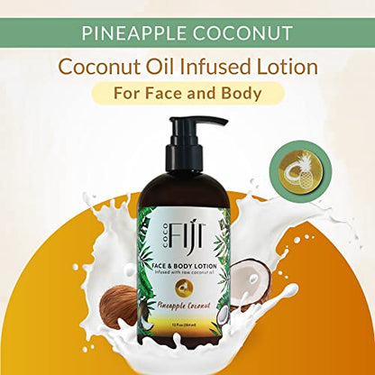 Coco Fiji Face & Body Lotion Infused With Coconut Oil | Lotion for Dry Skin | Moisturizer Face Cream & Massage Lotion for Women & Men |Pineapple Coconut 12 ozPack of 1