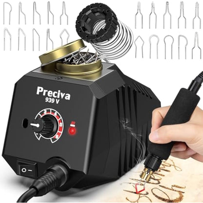 Wood Burning Kit, Preciva Temperature Adjustable Woodburner Pyrography Tool Kit with WoodBurning Station Kit, Fast Heating for DIY Engraving Craft