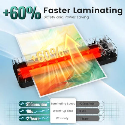 A3 Laminator Machine Laminating Machine - Cold and Thermal Laminator with Laminating Sheets for A3/A4/A5/A6, 5-in-1 Lamination Machine with Paper Trimmer and Corner Rounder for Home Office School