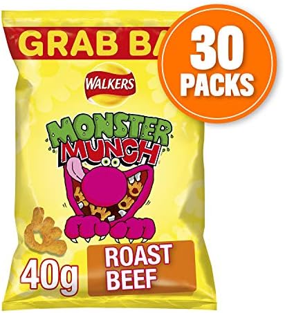 Monster Munch Roast Beef Snacks, 40g (Pack of 30)