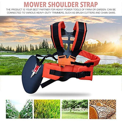 Universal Adjustable Strimmer Harness Padded Trimmer Shoulder Strap Comfort Double Shoulder Harness Strap Nylon Strimmer Lawn Mower Belt Mower Grass Trimmer for Brush Cutter Grass Garden Trimmer