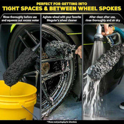 Meguiar's X1902EU Supreme Microfibre Wheel Brush, Medium, Completely Safe Wheel Cleaning, Black