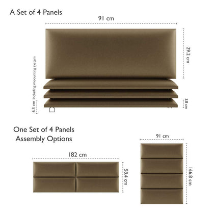 VANT Upholstered Accent Wall Panels - Packs of 4 - Easy to Install - Twin-King Size Headboard (91cm Wide, Metallic Gold)