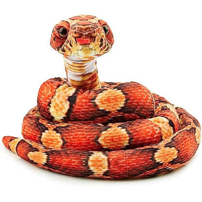Zappi Co Kids Stuffed Soft Cuddly Plush Snake Toy - Part of Safari Animals Collection: Realistic and Lifelike, Perfect for Kids 180 cm Length(Orange/Black Corn Snake)