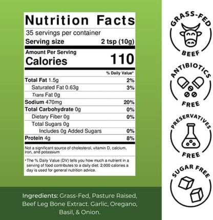 Bone Broth Premium Beef Bone Broth Concentrate Italian Herb Flavour - 100% Sourced from AU Grass-Fed, Pasture-Raised Cattle - Bone Broth Collagen