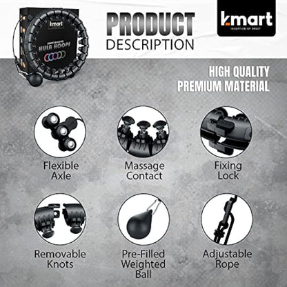 K-MART Smart Hula Ring Hoops, Weighted Hula Circle 24 Detachable Fitness Ring with 360 Degree Auto-Spinning Ball Gymnastics, Massage, Adult Fitness for Weight Loss