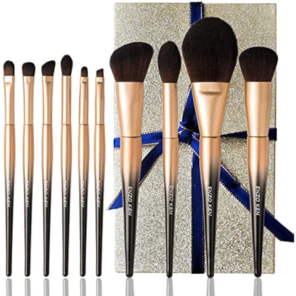 ENZO KEN Natural Sable Hair Makeup Brush Set Professional, Cosmetic Brushes Makeup Set with Gift Box, Natural Hair Makeup Brushes Set with Present Box, Make up Brushes Set. Black Gold