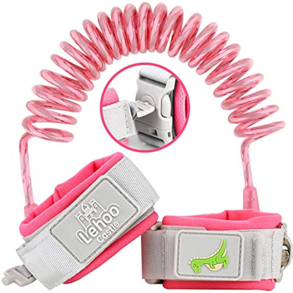 Lehoo Castle Baby Reins Anti Lost Wrist Link,Toddler Reins with Lock for Walking, Child Safety Harness Walking Leash for Children Boys and Girls (Pink)