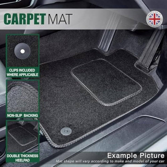 GCM - Car Floor Mats for VW ID Buzz MPV 2022+(2 Piece Front &1 Piece Rear) Full Floor Protection - Anti Slip Car Mat with Clips Easy to Clean Car Carpet for All-Weather- (Black Edging, Carpet)