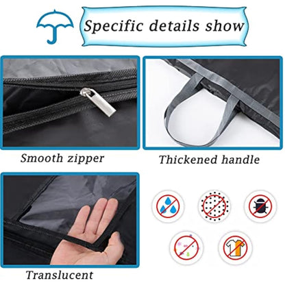 Niviy Long Dress Bags Covers, Dust-proof Clothes Covers Moth Proof Garment Bags Anti-Moth Protector Folding Long Coat Covers with Pocket and Handle,Pack of 1, 60 * 180cm (Black)