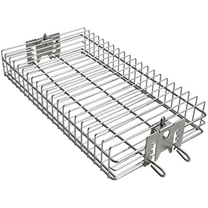 Onlyfire BRK-6042 Stainless Steel Flat Spit Rotisserie Grill Basket Fits 1/2” Hexagon, 3/8" Hexagon, 3/8" Square & 5/16" Square Rotisserie Spit Rods