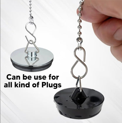 3PCS Bath Plug Chain For Bathroom Sink Plug Chain Replacement With S Shaped Hook 450mm (18inch) - Stainless Steel Bath Chain Ball (3)