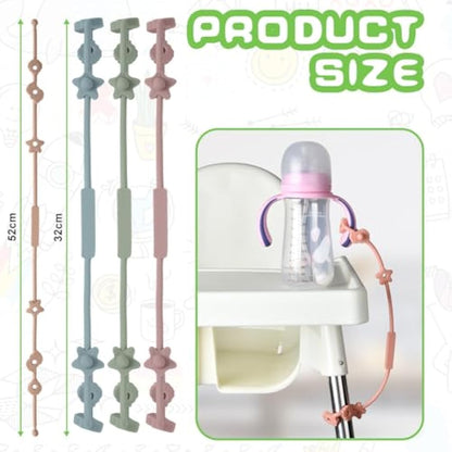 Vicloon Silicone Toy Clip, 4Pcs Toy Safety Straps, Food Grade Silicone Pacifier Clips Sippy Cup Strap, Adjustable Stroller Pacifier Strap Hanging Toys, Baby Toy Anti Drop Chain