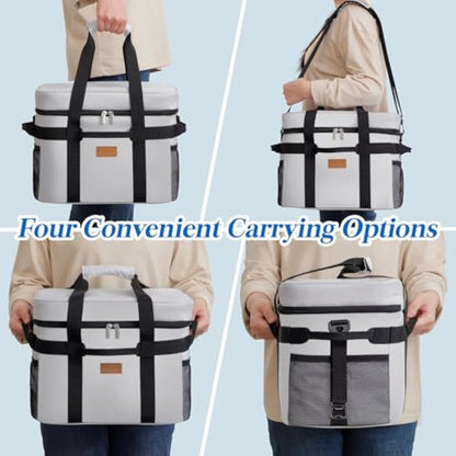 Lifewit 20L Soft Cooler Bag with Hard Liner, Large Insulated Picnic Lunch Bag Box Soft-Sided Cooling Bag for Camping、BBQ、Family Outdoor Activities, Silk Gray