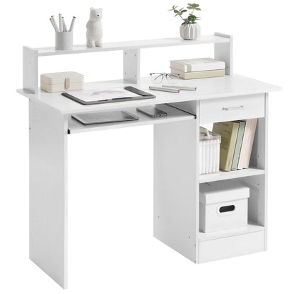 Yaheetech Computer Desk with Drawers Study Table for Home Office, White