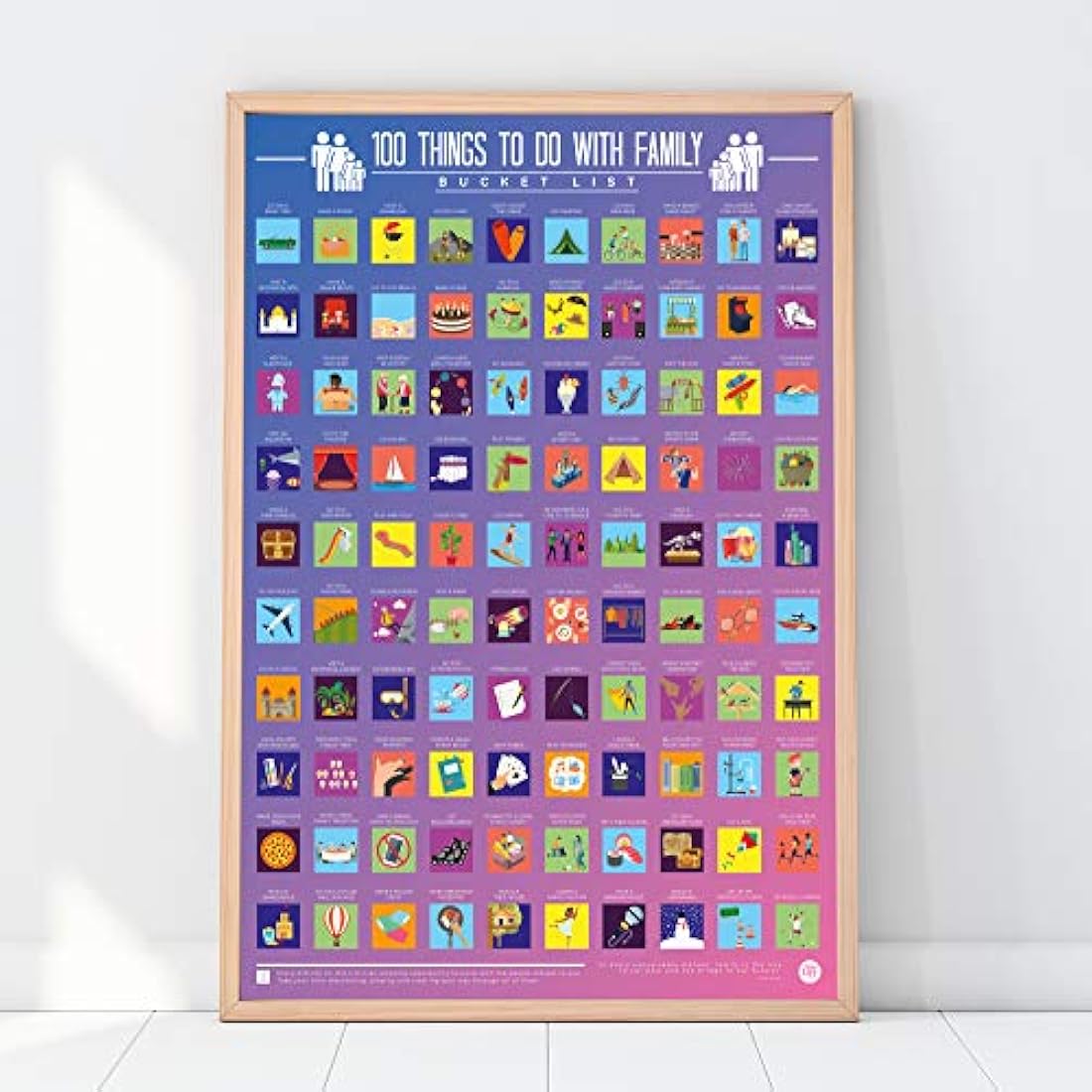 Gift Republic 100 Things To Do With Family Bucket List Scratch Poster, multi-color, 42.00 x 59.00 cms