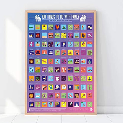 Gift Republic 100 Things To Do With Family Bucket List Scratch Poster, multi-color, 42.00 x 59.00 cms