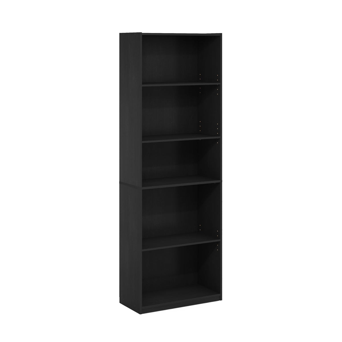 Furinno GEHRY Book Shelf, 5-Tier Bookshelf, Bookcase, with Adjustable Shelves, 11.6 x 24.8 x 71.4, for Home Office, Living Room, Darkwood
