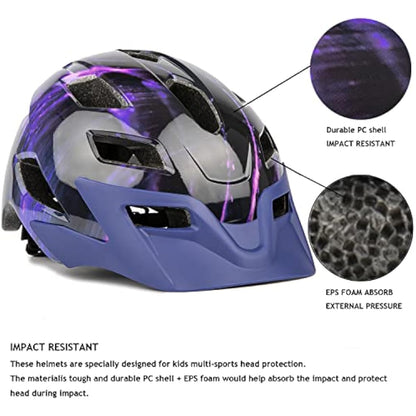 Kids Helmet, Exclusky Kids Bike Helmet Child Boys Girls Bike Helmet Age 5-13 Adjustable Bicycle Scooter Skating Cycle Helmet 50-57cm
