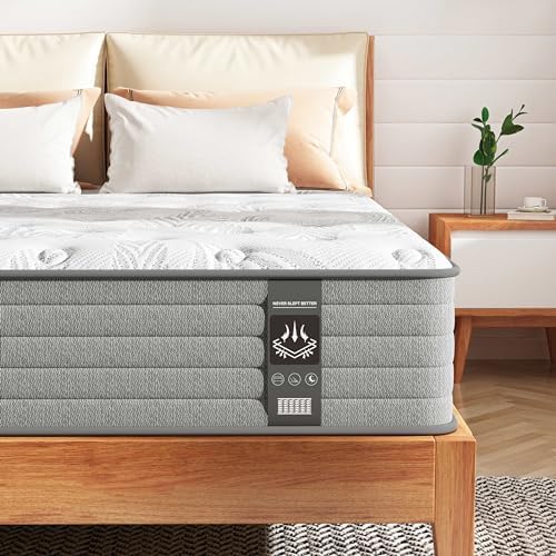 CIUANCE King Size Mattress 5FT, 10 Inch Gel Infused King Mattress with Individual Pocket Springs for Ultimate Support & Pressure Relief