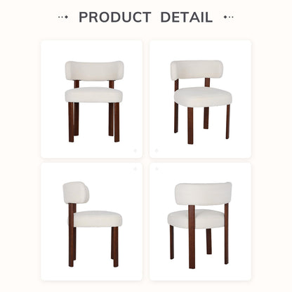 COLAMY Wooden Dining Chairs Set of 6, Fabric Chairs for Dining Room with Open Curved Backrest and Thick Seat Cushion