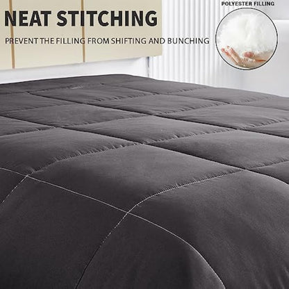 Exclusivo Mezcla 7.5 Tog King Size Duvet All Seasons, Ultra Soft Reversible Coverless Duvet, Lightweight Down Alternative Comforter, 230x220 cm Grey