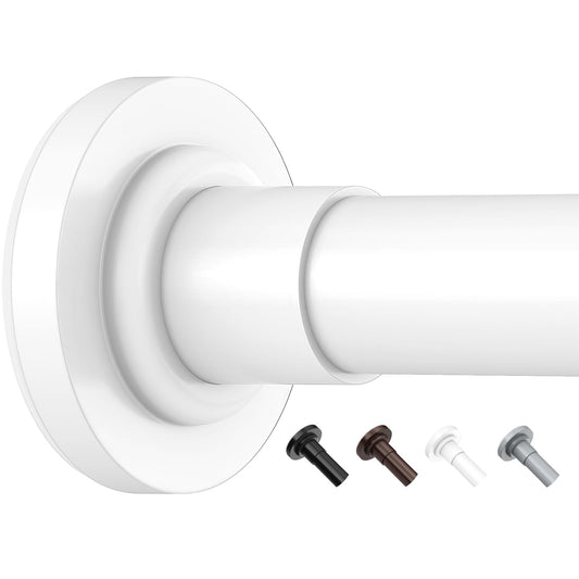 Yeabett Curtain Poles, 48-226cm Extendable Net Curtain Rod, Telescopic Curtain Pole for Bathroom or Windows, No Drilling, No Slip, No Rust, White